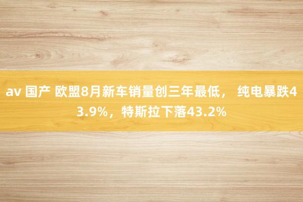 av 国产 欧盟8月新车销量创三年最低， 纯电暴跌43.9%，特斯拉下落43.2%