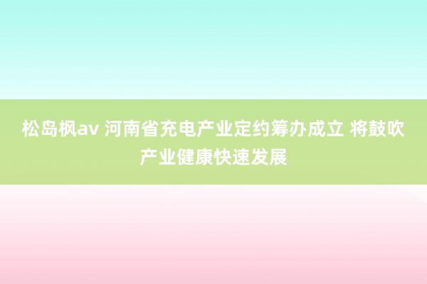 松岛枫av 河南省充电产业定约筹办成立 将鼓吹产业健康快速发展