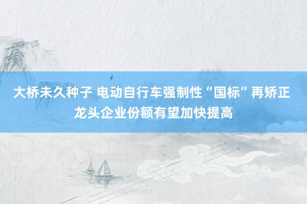 大桥未久种子 电动自行车强制性“国标”再矫正 龙头企业份额有望加快提高