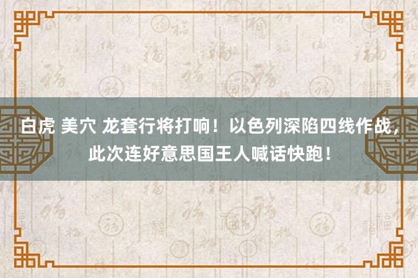 白虎 美穴 龙套行将打响！以色列深陷四线作战，此次连好意思国王人喊话快跑！