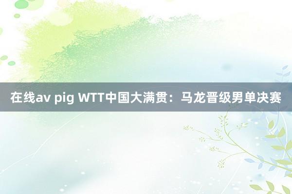 在线av pig WTT中国大满贯：马龙晋级男单决赛