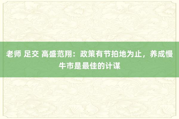 老师 足交 高盛范翔：政策有节拍地为止，养成慢牛市是最佳的计谋