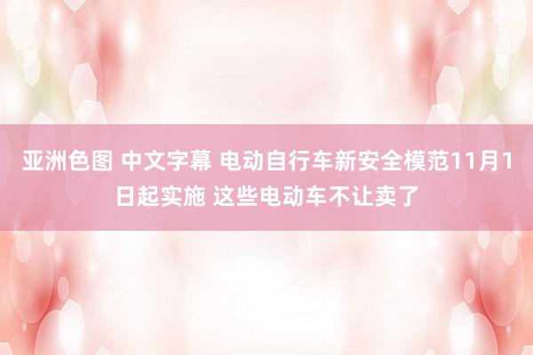 亚洲色图 中文字幕 电动自行车新安全模范11月1日起实施 这些电动车不让卖了