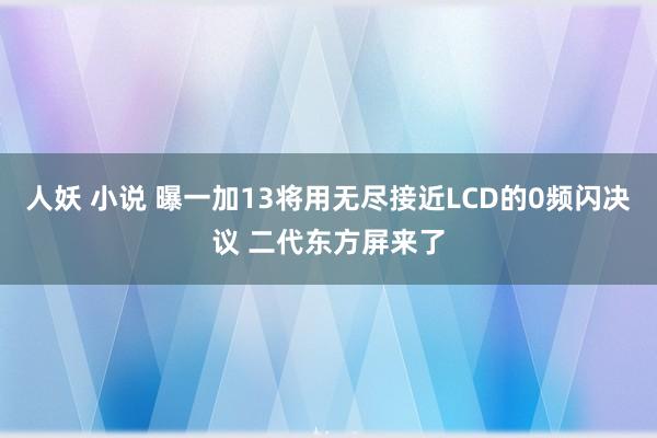 人妖 小说 曝一加13将用无尽接近LCD的0频闪决议 二代东方屏来了