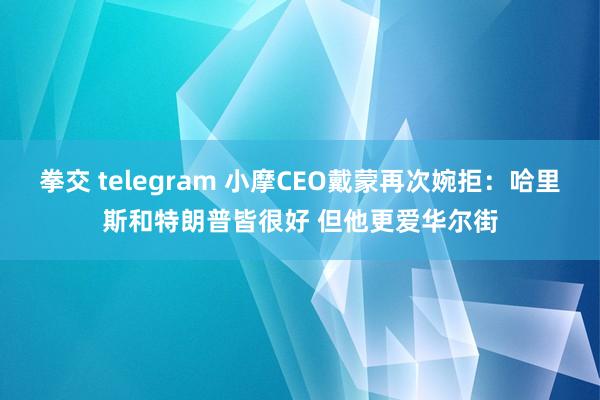 拳交 telegram 小摩CEO戴蒙再次婉拒：哈里斯和特朗普皆很好 但他更爱华尔街