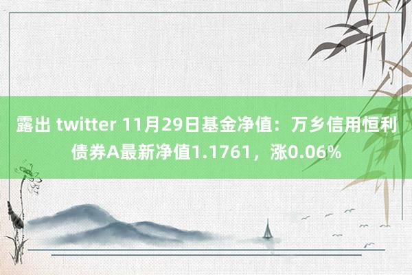 露出 twitter 11月29日基金净值：万乡信用恒利债券A最新净值1.1761，涨0.06%