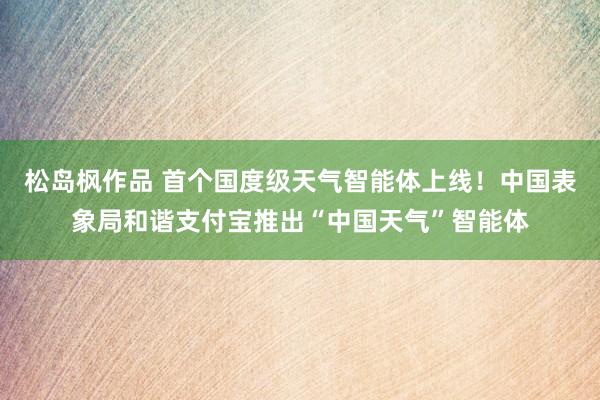 松岛枫作品 首个国度级天气智能体上线！中国表象局和谐支付宝推出“中国天气”智能体