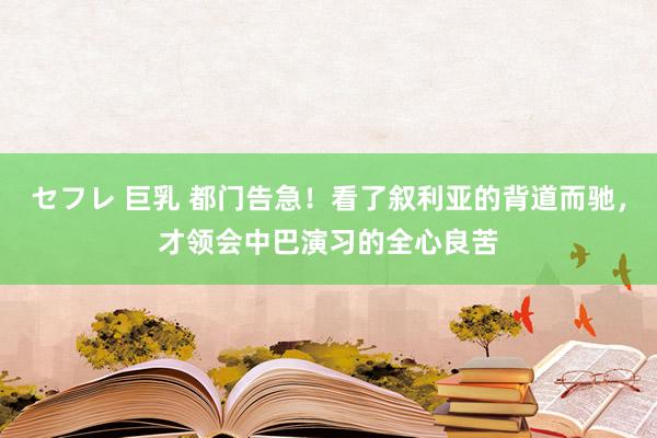 セフレ 巨乳 都门告急！看了叙利亚的背道而驰，才领会中巴演习的全心良苦