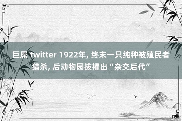 巨屌 twitter 1922年， 终末一只纯种被殖民者猎杀， 后动物园拔擢出“杂交后代”