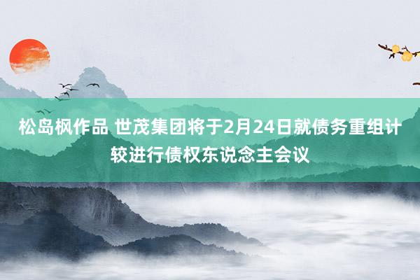 松岛枫作品 世茂集团将于2月24日就债务重组计较进行债权东说念主会议